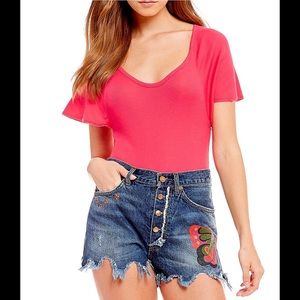 FREE PEOPLE pink Byron bodysuit, XS